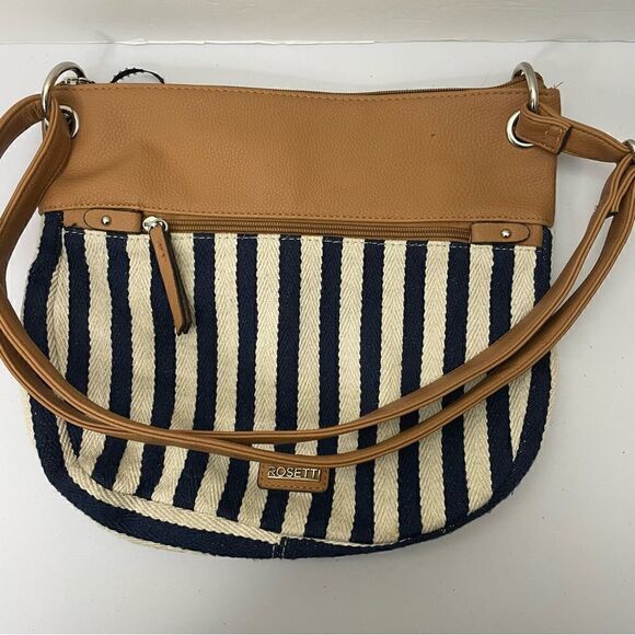 Rosetti| Like new! Cotton lined| Navy striped| Canvas shoulder bag - Picture 1 of 3